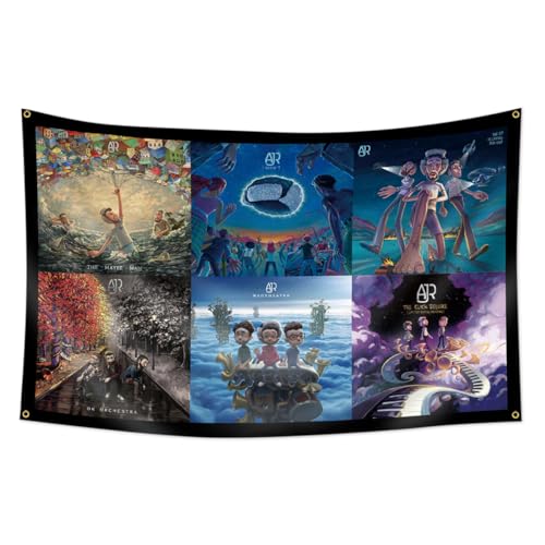 ENMOON AJR Tapestry Flag Music Album Cover Tapestry 3x5Ft Room Aesthetic Wall Art Bedroom Decor, 36x60 inch, mutil