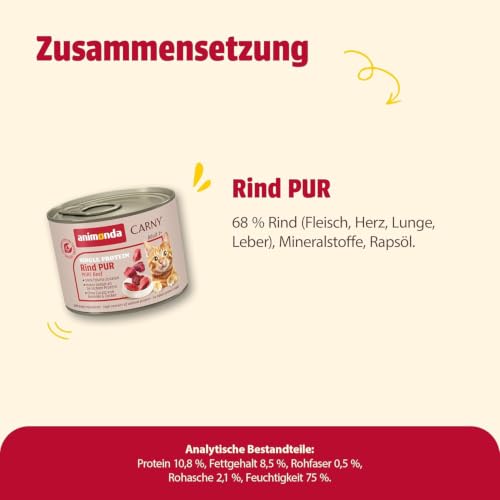 animonda Carny Katzen Nassfutter Single Protein Rind Pur (6 x 200g)