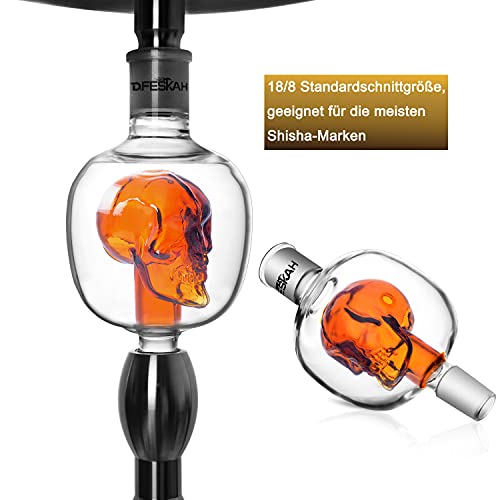 DFESKAH Shisha Molassefänger Totenkopf, Hookah 18/8 Schliff Molassefänger aus Glas, Universal Zubehör geeignet für… – Bild 7