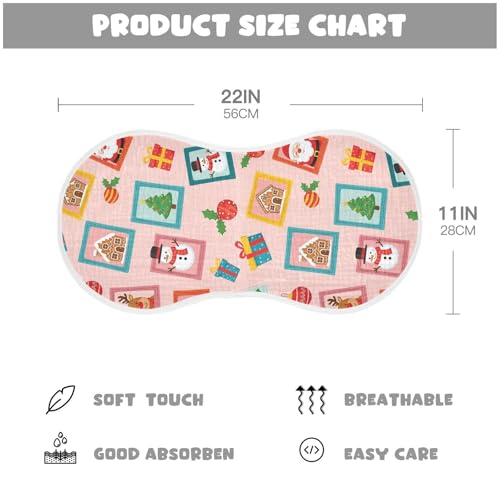 2 Pack Muslin Burp Cloths Christmas Santa Pink Cotton Baby Burp Cloths Ultra Absorbent Burping Cloth Soft Spit Up Rags for Newborn Boys Girls, Large 22" x 11"2