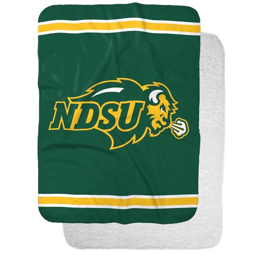 North Dakota State University Primary Logo Stripes Sherpa Blanket, Warm Soft Cozy 30"X40"