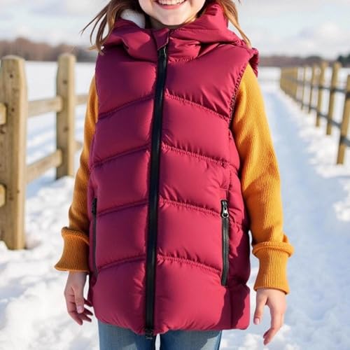 Puffer Vest Girls Sleeveless Winter Down Jacket Warm Thicken Puffy Outerwear Vests with Hood Zip Up Quilted Jackets3