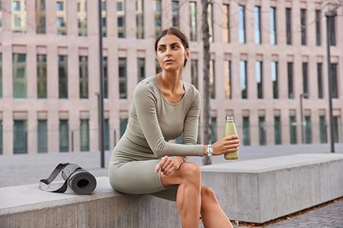 بورودو ساعة ذكية 1.4 بوصة بمينا فضي وسوار ابيض مقاس 34 ملم من اموليد - فضي