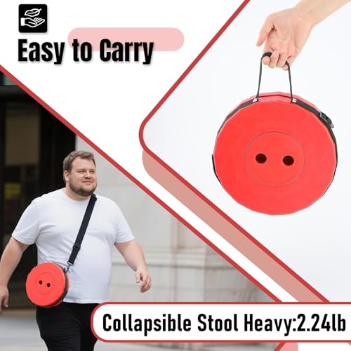 Image of Doseno Plastic Foldable Stool, Camping Stools for Adults Thickened Portable Collapsible Retractable Stool for Fishing, Camp Chair for Hiking, BBQ, Parties, Outdoor Activities (Red), 9.7 Inches