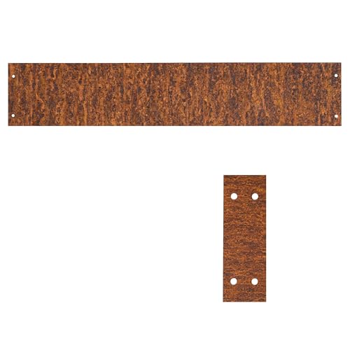 ESTEXO 2X Rasenkante aus Edel-Rost 100 cm Beeteinfassung Hochbeet Beetumrandung Mähkante Cortenstahl inkl. 1 Verbinder sowie Schrauben zur Befestigung