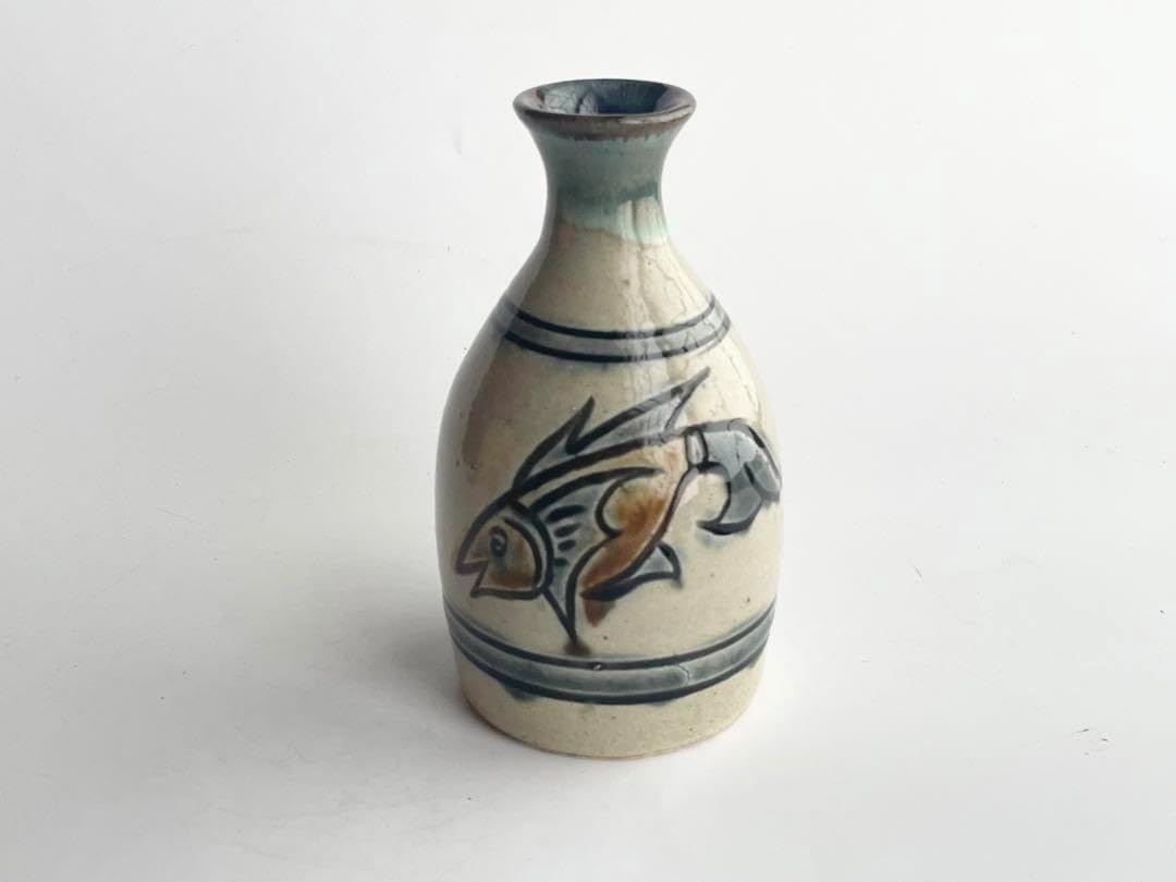 陶芸家 人間国宝 金城次郎 壺屋焼 徳利 酒器 共箱 やちむん 沖縄 魚