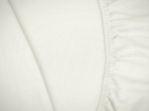 npluseins klassisches Jersey Spannbetttuch - erhältlich in 34 modernen Farben und 6 verschiedenen Größen - 100% Baumwolle, 140-160 x 200 cm, naturweiß - Image 6