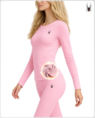 Image of Spyder Womens Thermal Underwear Set - 2-Piece Breathable Soft Fleece Lined | Soft Breathable Base Layer Set, Warm Cozy Comfort for Skiing, Layering, Downtime, and Cold-Weather Days
