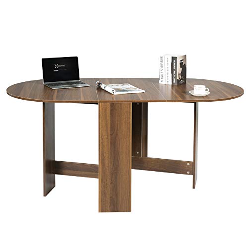 Giantex Folding Dining Table, Drop Leaf Kitchen Table with Round Edges, Space Saver 