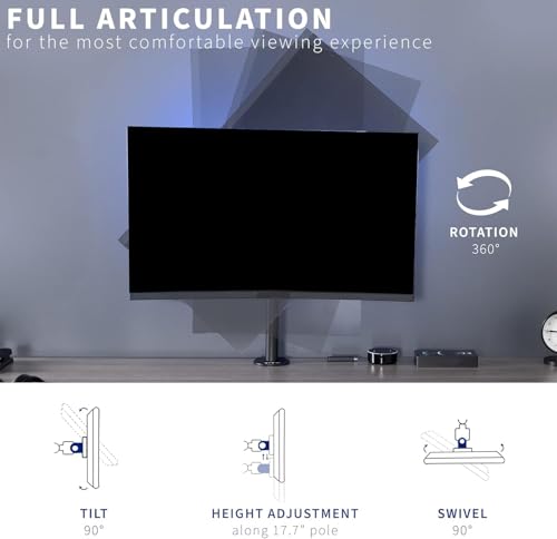 Image of BIG VUE Height Adjustable Monitor Arm | Desk Mounted Stand for 13 to 38 Inch LED /LCD TV, Monitor | +90 to -90 Degree Tilting Angle, 360 Degree Swivel | Load Capacity Upto 9 Kg