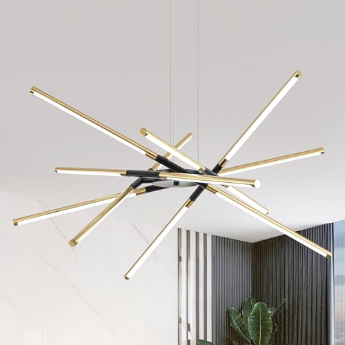 Modern Led Chandeliers, Black and Gold Sputnik Chandelier, 12-Lights Led Pendant Light for Dining...