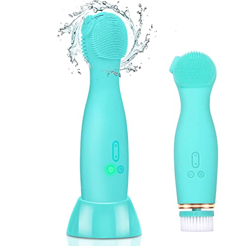 LORDSON Facial Cleansing Brush Electric, USB Rechargeable 4 Speeds Waterproof Silicone Vibration Spin Face Brush Cleaner Spa with 4 Brush Heads for Deep Cleaning, Massaging, Exfoliating
