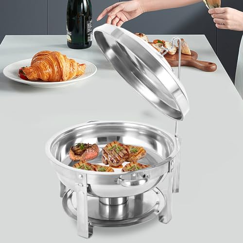 Beaudreaul Edelstahl Chafing Dish Rund 7.5L Speisenwärmer Buffetwärmer mit Deckel Wärmebehälter für Speisen, Warmhaltebehälter für Hotels, Buffets, Restaurants und Familientreffen – Bild 4