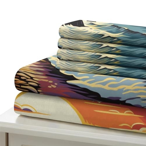 Parure de lit phare côtier 3D en microfibre douce avec fermeture éclair