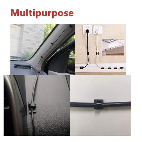 Image of 40Pack Adhesive Cable Clips, Wire Holders for Desk Wall Car, Black