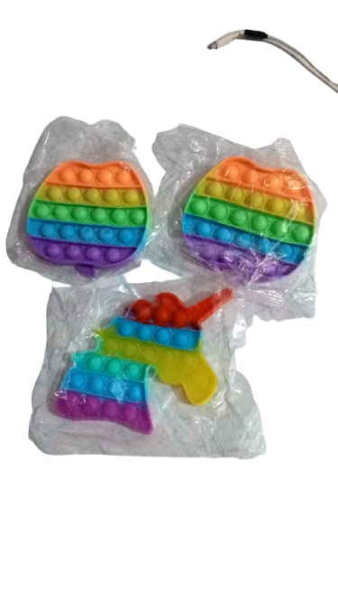 taalmale Digital Solution Pop it Toy, | Poppet Fidget Toy, Rainbow pop it, Push pop Bubble Fidget Toy (Unicorn) (Pack of 9)