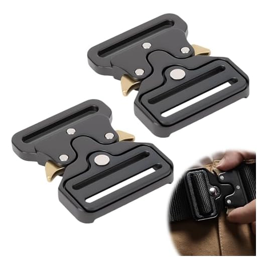 Bravien Boucle De Ceinture Militaire 40mm 2 Pièces Métal Tactique Noir Or Accessoire Ceinture Durable Pratique Pour Homme Femme Ceinture De Combat Résistante Haute Qualité Forces Spéc