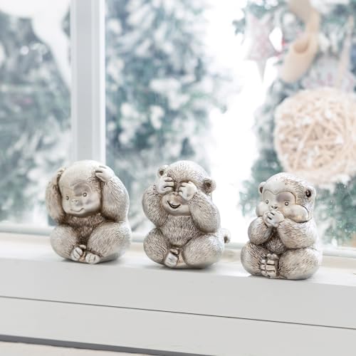 Estatua 3 Monos Sabios Figura Decorativa Plata miniatura 2