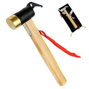 TRIWONDER Marteau de Tente Marteau de Camping en Laiton Maillet Extracteur Outil Multifonctionnel pour Camping Randonnée Auvent (Noir)