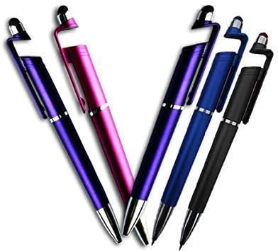 O-Tech 3 in 1 Ballpoint Pen with Mobile Stand Holder, Writing Pen, Stylus Pen for Touchscreen Mobile Phones and Tablets (Set of 5)