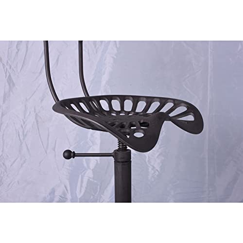 Bokkolik ST7-2 Rustic Bar Stools With Backrest 21.6-27.5Inch Counter Height Adjustable Industrial Swivel Tractor Seat Cast Iron Vintage Kitchen Island Dining Chair thumb #5