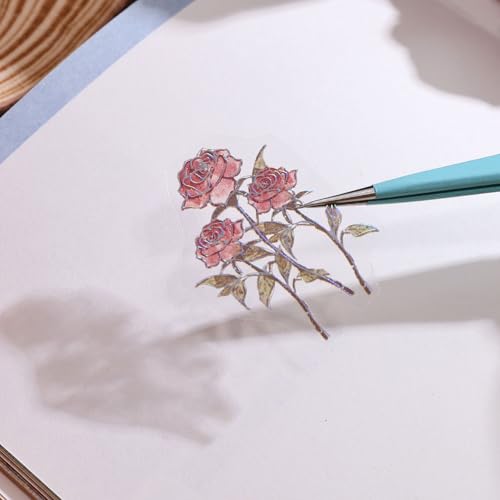 Image of 12 PCS Flowers Rose Themed Sticker, Decals for Scrapbook Supplies Bullet Junk Journal Bottles Planner Laptops DIY Scrapbooks Journals Phone Case Decoration Gifts Rewards