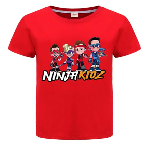 Forlcool Ninja Prints Kids T-Shirt Boys Girls Short Sleeve Children Summer Cotton Top Tee (Red 7-8 Years 7 Years 8 Years)