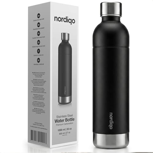 Nordiqo Stainless Steel Carbonating Bottle 33 oz | Compatible with Aarke Carbonator 3, Sodastream (Excl. model Aqua Fizz + Jet) and many others | Dishwasher Safe, No Expiration Date, BPA-Free