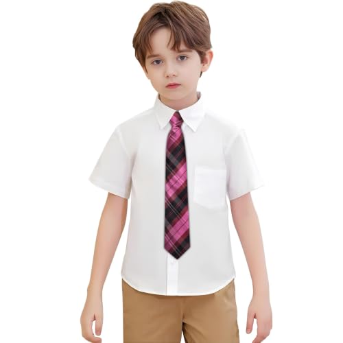 Image of Hi-Tie Boys Tie Pre-Tied Pocket Square Set Adjustable Kids Neckties Age 7-11 Years School UniForm Graduation