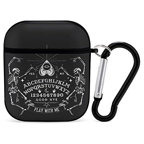 YouTary Vintage Skeleton Magic Ouija Black Pattern Compatible with Airpods 1 & 2 Case Cover with Keychain Headphone Cover Unisex Shockproof Protective Wireless Charging Accessories Cover