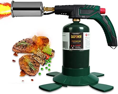 POWERFUL Grill Torch Charcoal Starter,Propane Searing Torch,Charcoal Lighter Campfire Starter, Cooking Sear pro Torch,Sous Vide,Kitchen torch, Charcoal BBQ Grill Gun,Culinary Torch (Stainless Steel)