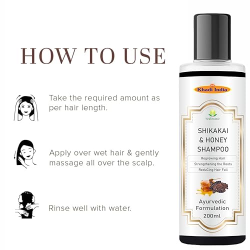 Image of Khadi Vedimatic Shikakai & Honey Shampoo for Strong Hair| Controles Hair Fall | Repaires Damaged Hair | SLS & Paraben Free | Suitable for All Hair Types|100% Pure & Natural (Pack of 1, Shikakai Honey)