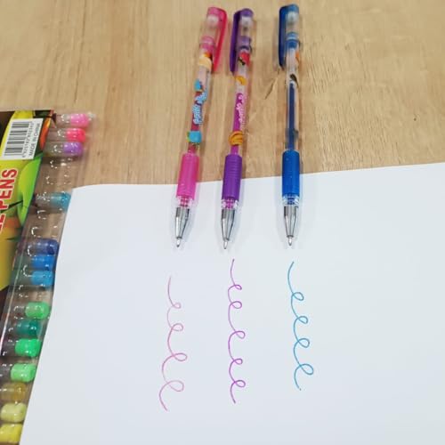 Caneta De Gel Com Glitter 12 Cores Neon Tons Pastel.