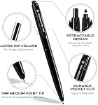 Deli Stylos en vrac, 50 Pack stylos à bille rétractables, 1.0MM Encre noire, écriture lisse, pas de saignement, poignée confortable pour la maison, Bureau & Utilisation scolaire