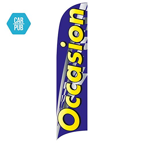 Car Flag - "OCCASION" Drapeau 3 mètres BLEU voile automobile concessionnaire NEUF