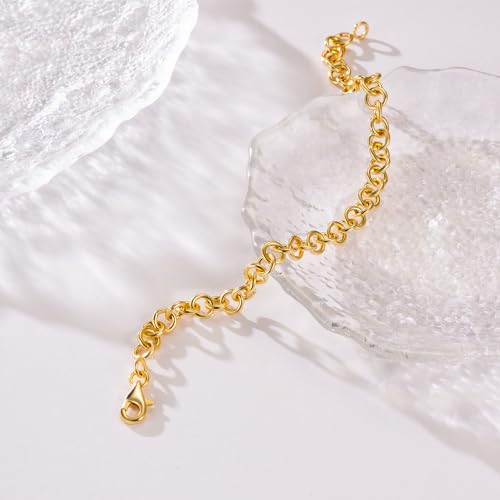 14K Gold Bracelets for Womens Bracelet for Men Stylish O-Shaped Cuban Link Gold Chain Bracelets for Women Trendy Stackable 6.5-9in3