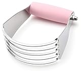 Spring Chef Medium Size Dough Blender For Baking, Stainless Steel Dough Cutter Tool, Manual Pastry Cutter Tool with Sharp & Thick Blades, Dishwasher Safe Pastry Blender for Easy Mixing - Pink Lemonade