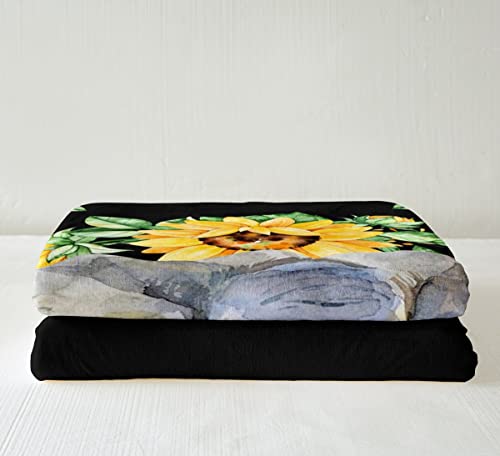 Elephant Sherpa Blanket, Yellow Sunflower Throw Blanket Queen Size For Kids Girls Teens Adult, African Safari Animal Plush Bed Blanket Floral Petal Country Fleece Blanket Decorative Sofa Couch #TOP1