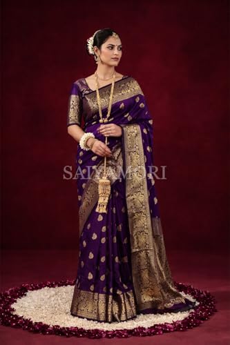 Image of Women's Soft Silk Style Jacquard Saree with Rich Zari Woven Border & Pallu | 5.6 Mtr Saree with 0.8 Mtr Unstitched Blouse