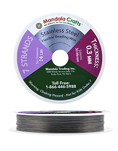 Mandala Crafts 28 AWG 7 Strand Tiger Tail Beading Wire for Jewelry Making