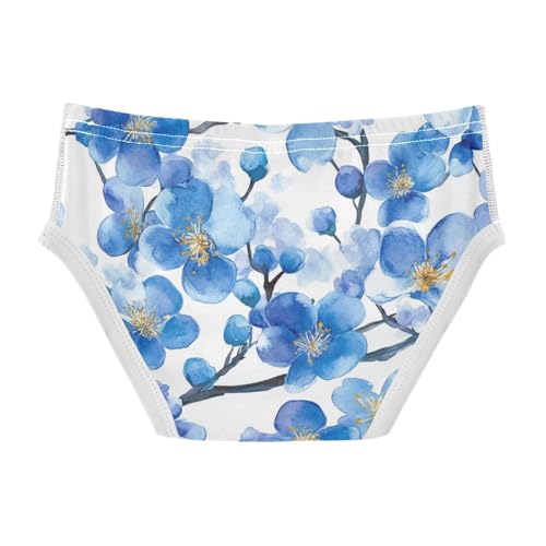 Watercolor Blue Cherry Blossom Boys Toddler Soft Kids Underwear Breathable Undies2