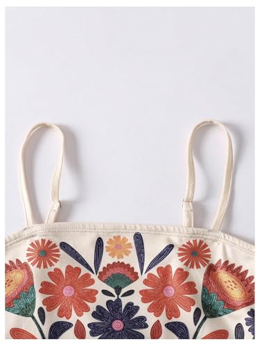 Floerns Girl's Boho Floral Camisole Spaghetti Strap Asymmetrical Vacation Cami Top4