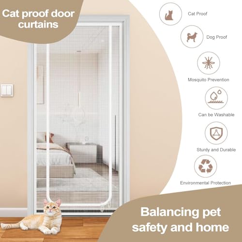 Puerta mosquitera interior resistente a mascotas con malla para balcón 5