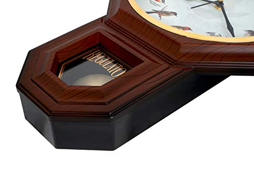 Justime Unique 12 North America Bird's Song Schoolhouse Pendulum Wall Clock Chimes Every Hour Melody Made In Taiwan (Tcbd-Pp-Owl-Dw Dark Wood) #TOP4