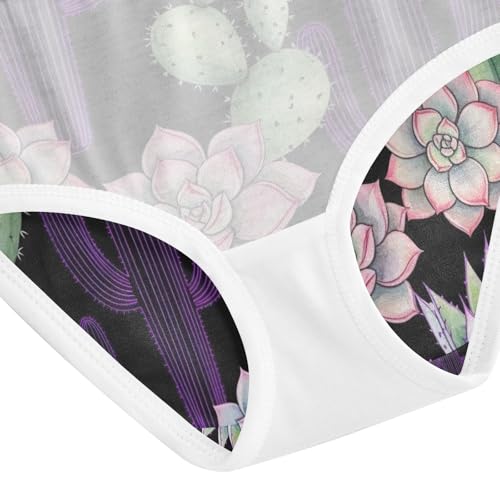 Toddler Girl Panties, Watercolor Succulents Cactus Cotton Girls Underwear, 2–8 Years4