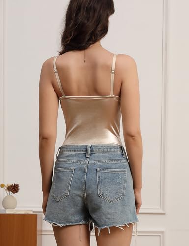 Body sexy avec col en V plongeant femme string brillant armatures