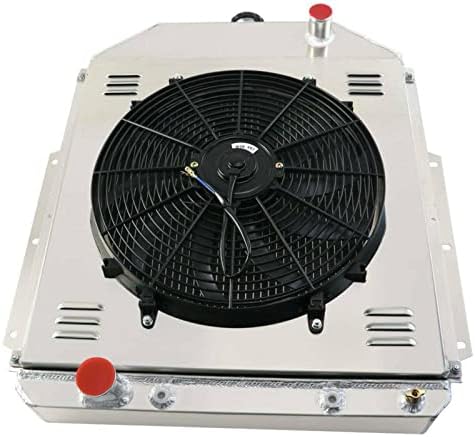 4 Row Aluminum Radiator For 1942-1952 Ford F1/F2/F3/F4/1 Ton/1/2 Ton/3/4 Ton Pickup 3.6L 3.9L V8 GAS/2.0L l4 GAS/3.7L l6 GAS + Shroud + Fan + Relay
