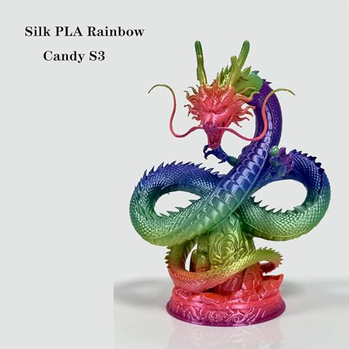 Image of PLA 3D Printer Filament,Candy Silk Rainbow S3,Glossy Multi Color PLA Filament 1.75mm,Net Weight 1kg(2.2lbs) Accuracy + /-0.05mm