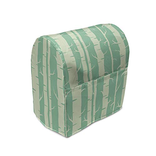 Ambesonne Woods Stand Mixer Cover, Continuous Nature Themed Pattern with Tree Stems in Soft Tone Design, Kitchen Appliance Organizer Bag Cover with a Pocket, 6-8 Quarts, Green Shamrock Green