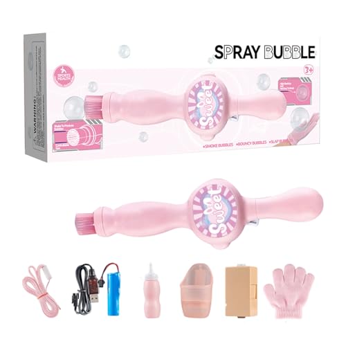 Automatic Colorful Bubble Machine 2026 Upgrade Bubble Wand with Fog, USB Rechargeable Elastic Mist & Gloves for Outdoor Parties, Christmas Birthday All Ages